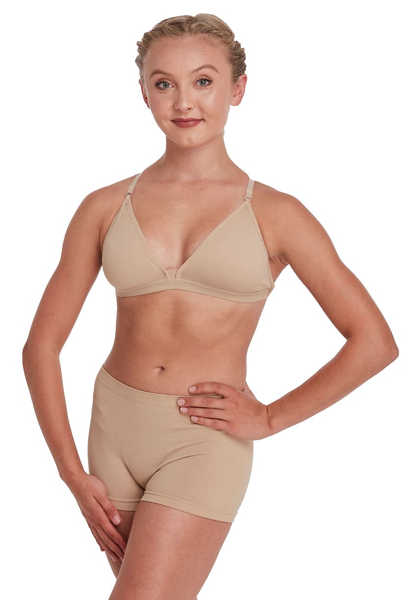 Capezio plunge neck clear back bra 3777W