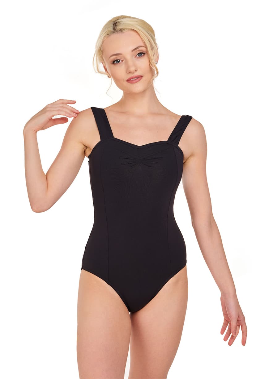 Porselli Caroline wide strap pinch front leotard with princess seams
