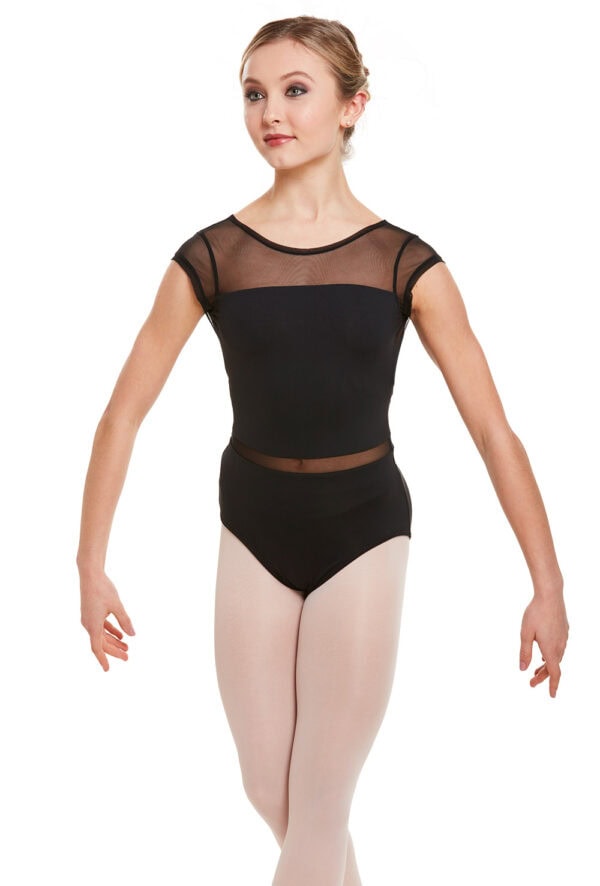 Mesh Cap Sleeve Leotard