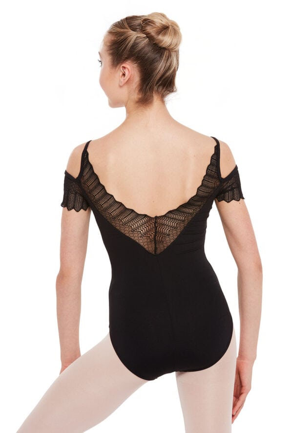 Cold Shoulder Crochet Trim Leotard