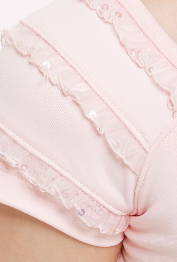 Sequin Frill Cap Sleeve Leotard