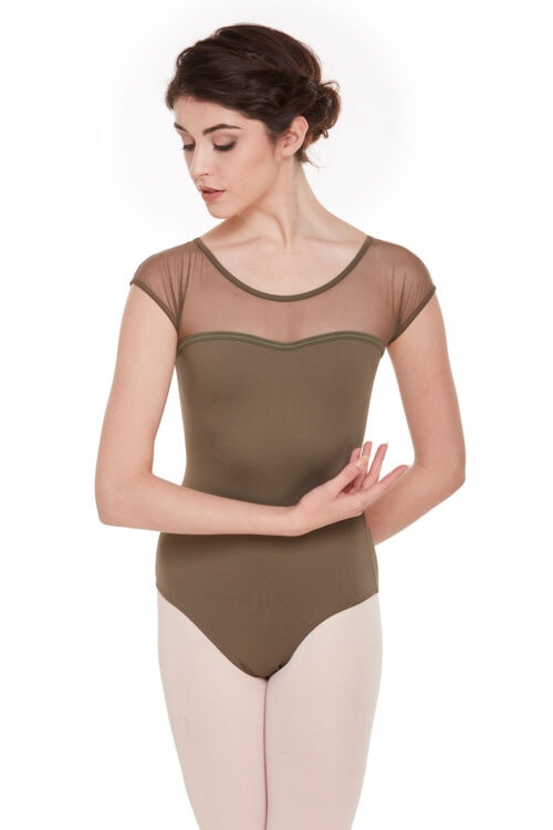 Sweetheart Mesh cap Sleeve Leotard