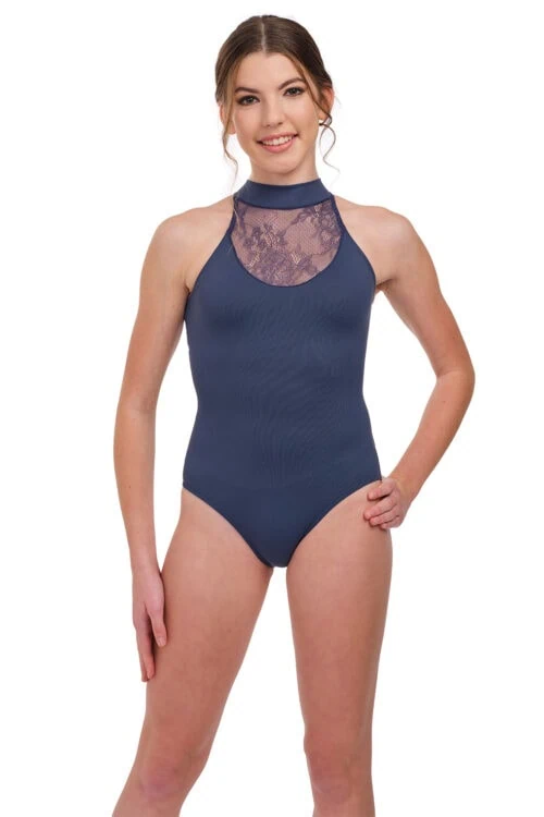 Greta - Halter Lace Yoke Leotard