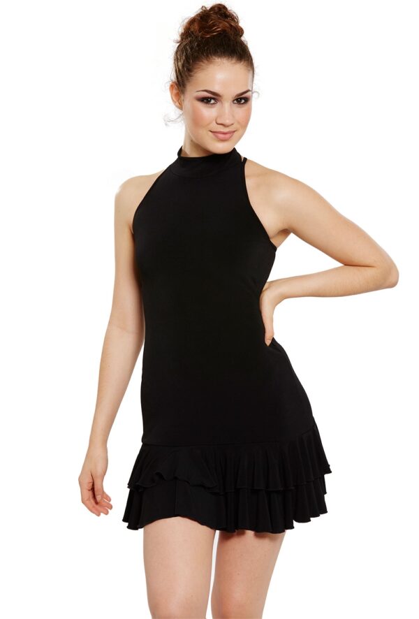 Halter Neck X-back Ruffle Dress