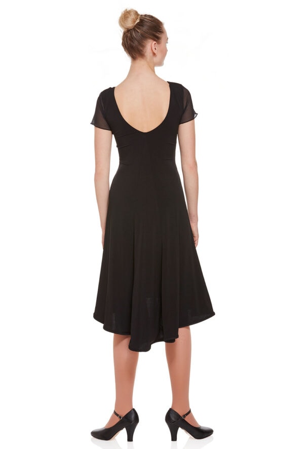 8031-back Mesh Sleeve Ballroom Dress