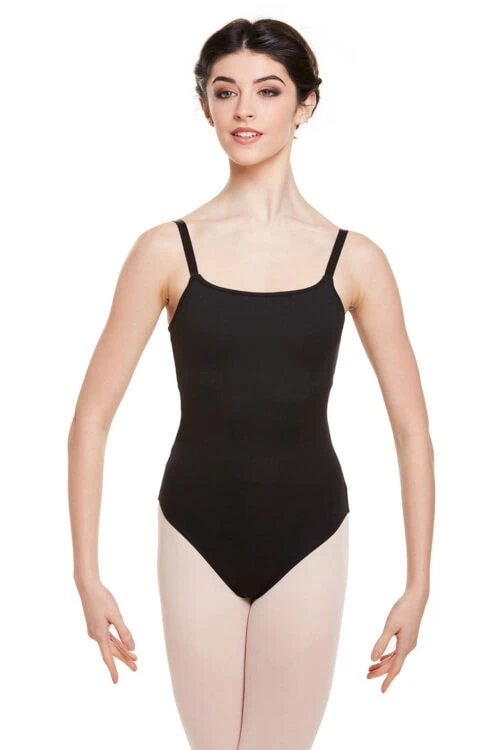 L8730-blk Zena Adjustable Strap Support Leotard with Removable Padded Cups
