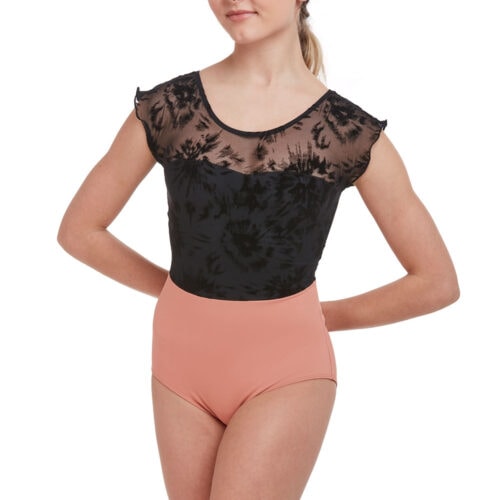 Cap Sleeve Flock Overlay Leotard
