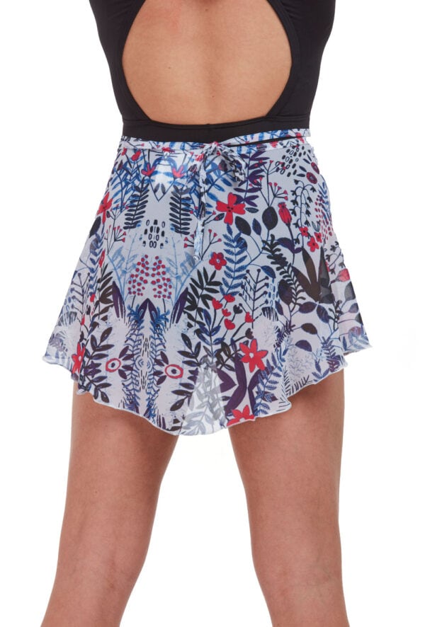 Blue Floral Print Ballet Skirt