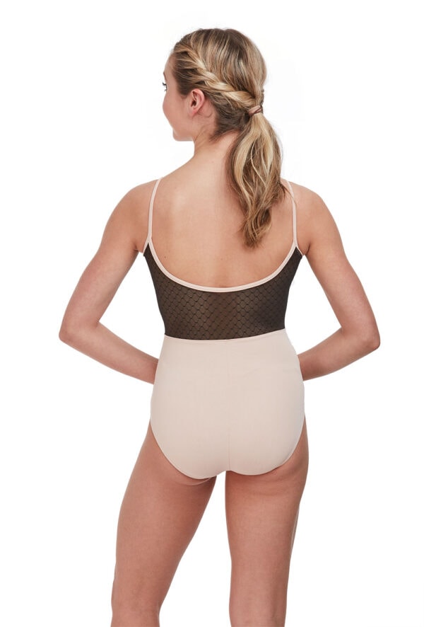rde-1889me-antique-rose-back Dot Mesh Overlay Camisole Leotard