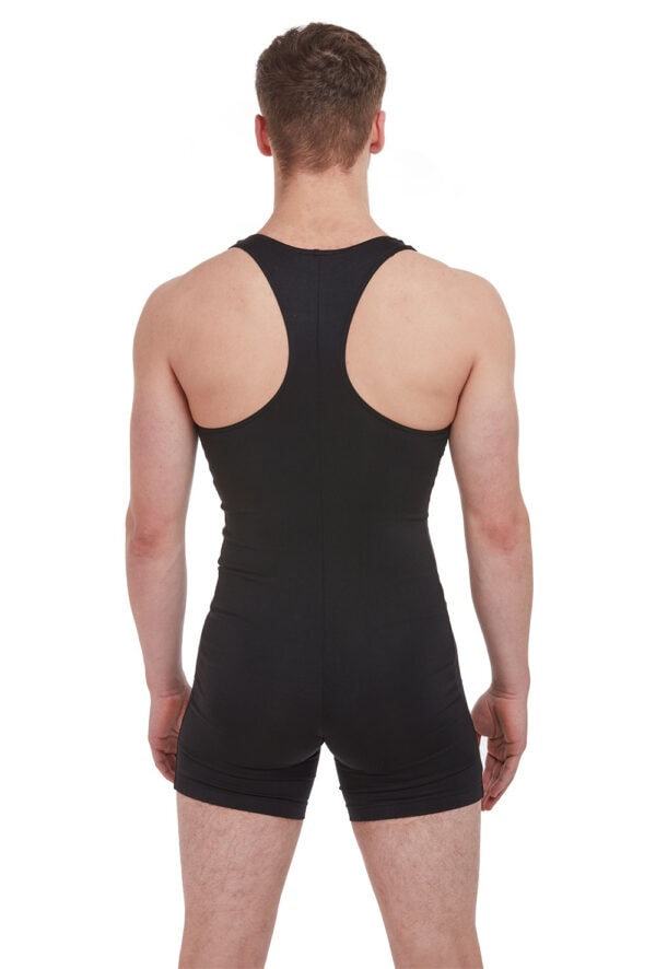 se1064m-blk-back Boys Tactel Racer Back Unitard (Children's)