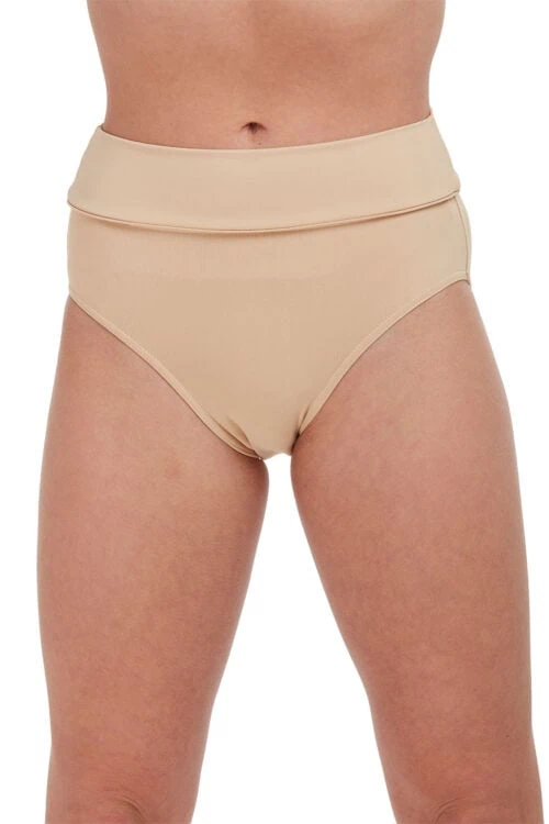r3504-sand-front High Waistband Dance Brief with Regular Leg Line