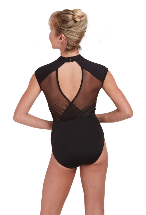 Gathered Mesh Polo Leotard