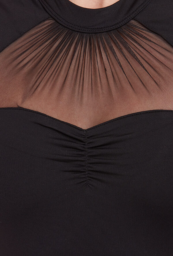 Gathered Mesh Polo Leotard