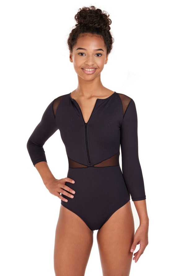 Mercrem Zip Front 3/4 Sleeve Leotard