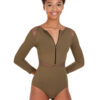 Mercrem Zip Front 3/4 Sleeve Leotard 31591