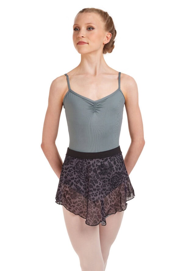 R2311-front-skirt Janise Animal Print Mesh Pull-On Skirt