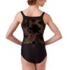 Laika Wear Moi tank rose mesh back leotard Laika - Rose Pattern Flocked Mesh Leotard