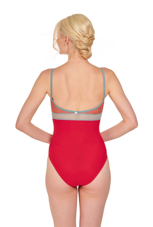 Della-Lo-Brigid-back Brigid - Luxe Italian Embroidered Leotard with Transparent Belt