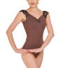 Intermezzo Leotard with small lace sleeves Optional ruche front with internal drawstring self-tie Low U-back 31612
