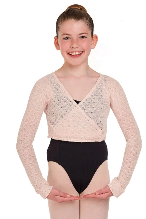 Girls Lace Knit Crossover Cardigan