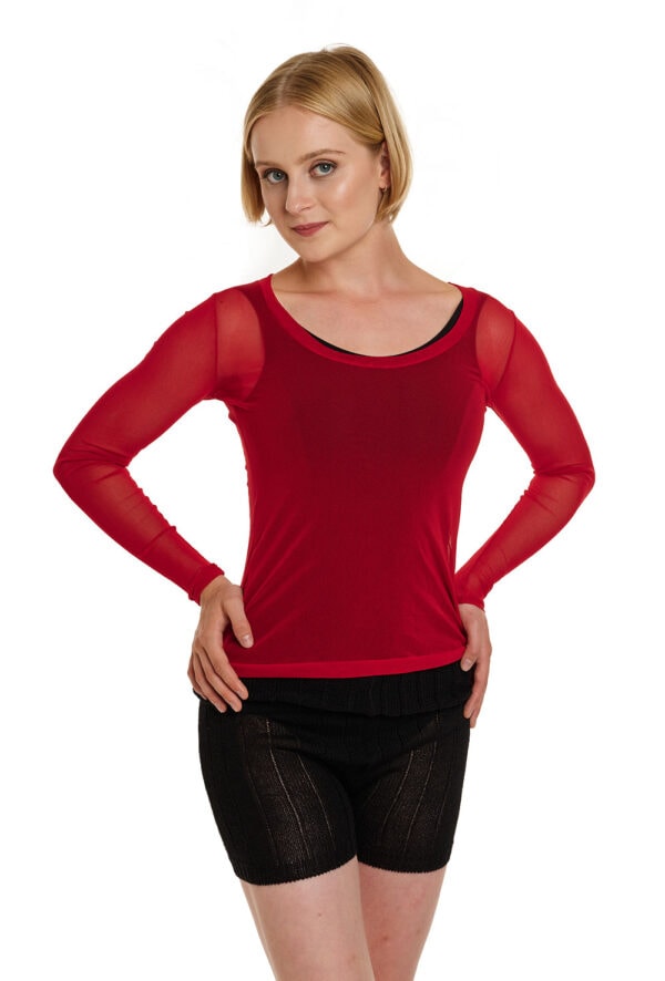 Sherry - Long Sleeve Mesh Top