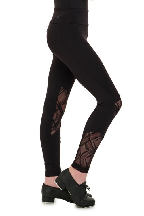 Girls Pattern Mesh Insert Legging