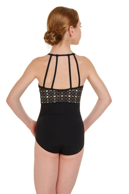 M819W Girls Laser Cut Multi Strap Leotard