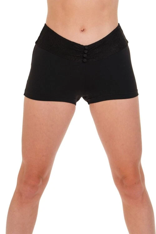 R6924-short-front Lace Waist Button Short