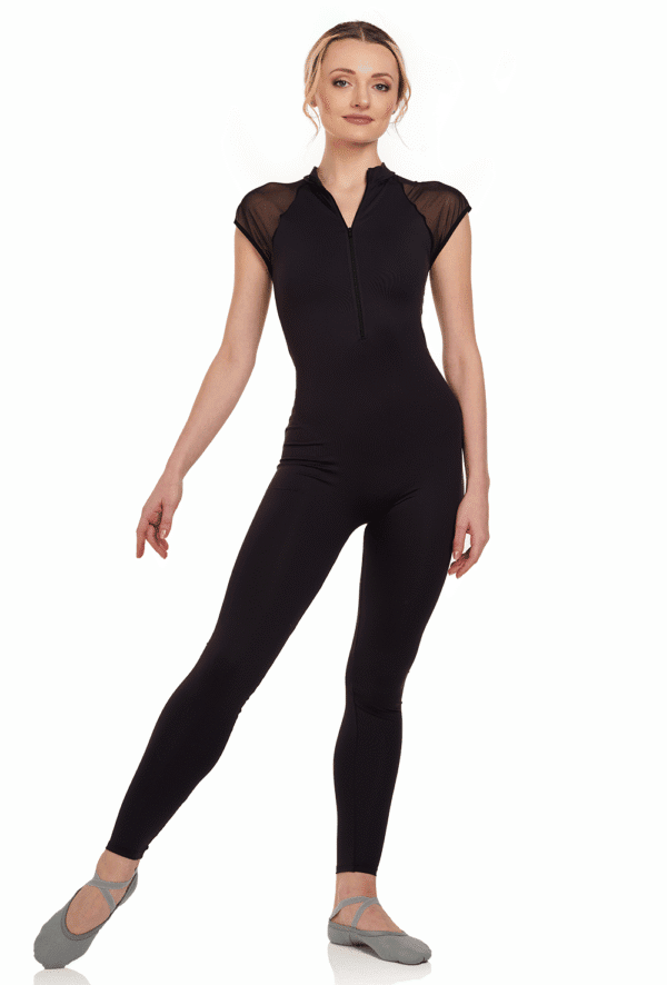 Scuba Mesh Unitard with Zip Front