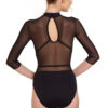Adela - Turtleneck Leotard with 3/4 Sleeves and Piped Mesh Detail