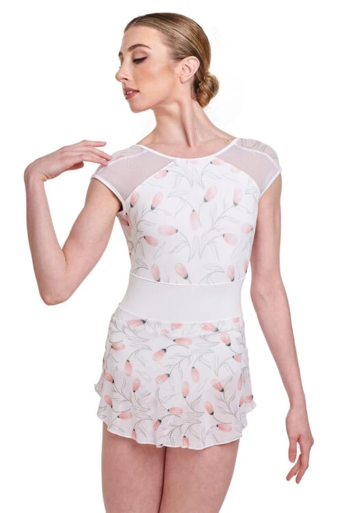 Floral Bud Print Skirt - Contoured Layering Ballet Skirt