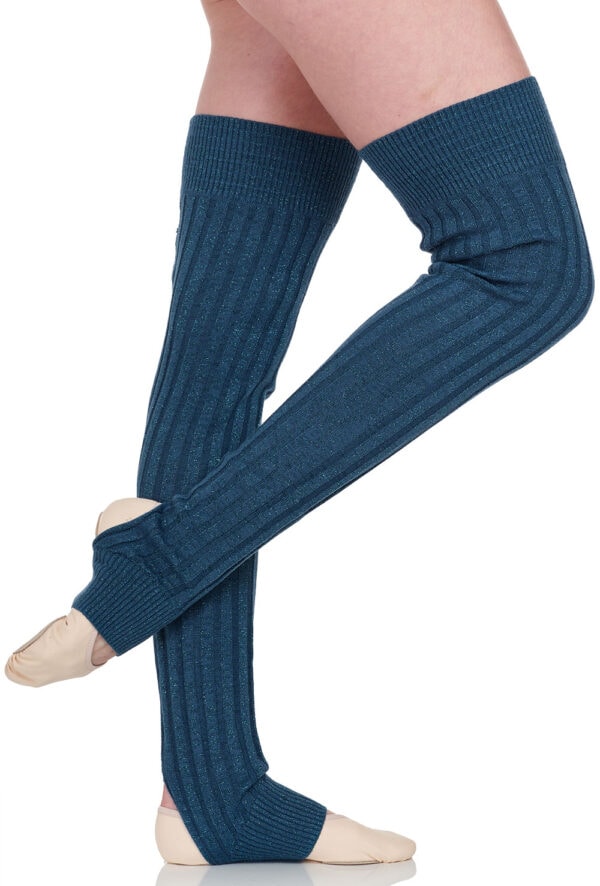 W1170-teal Aspen Thigh High Lurex Legwarmer