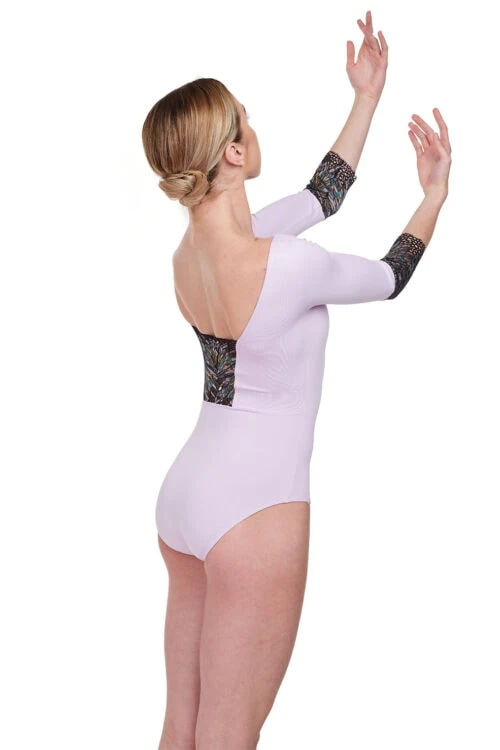 Christina Lace Trim 3/4 Sleeve Leotard