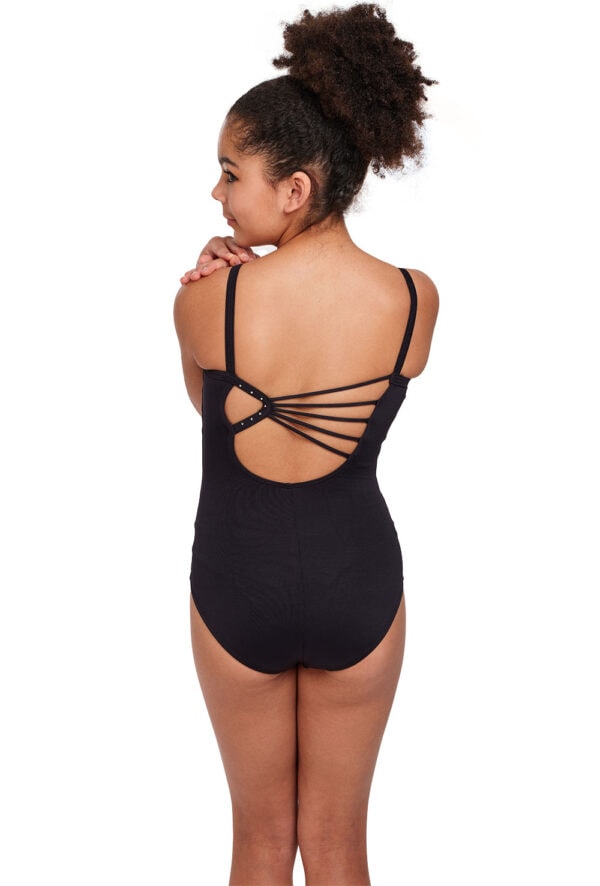Girls Camisole Leotard with Diamanté Detail