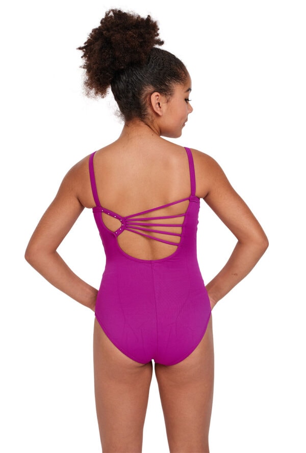 Girls Camisole Leotard with Diamanté Detail