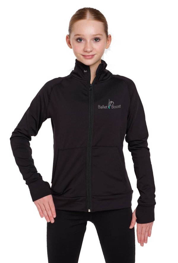 Ballet-Boost-Silky-full-zip-jacket-aadults-front Full Zip Dance Uniform/ Squad Jacket with Ballet Boost Logo