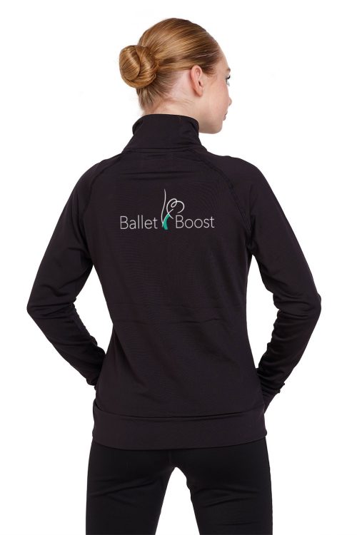 silky-full-zip-jacket-adults-back-BALLET-BOOST Full Zip Dance Uniform/ Squad Jacket with Ballet Boost Logo